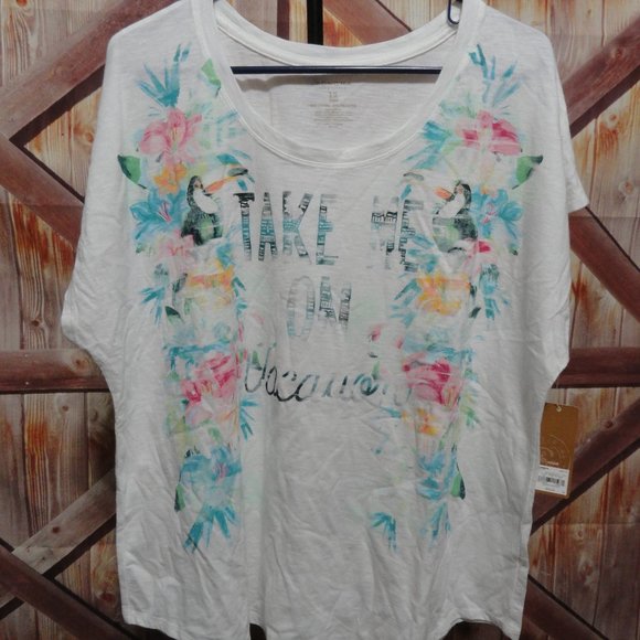 Sonoma Tops - Sonoma NWT NOS Distressed look Take me on Vacation~colorful T